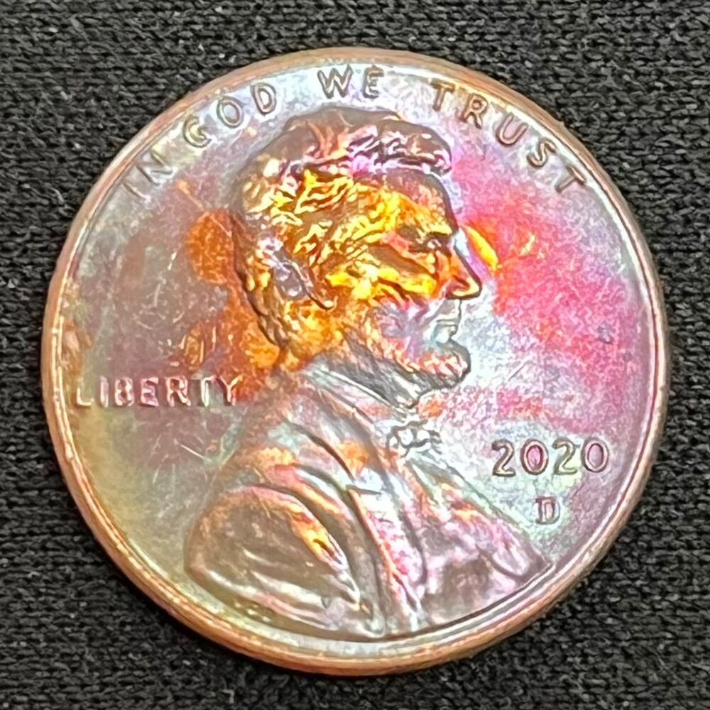 2020-D Lincoln One Cent Penny – Handmade Red Silver Toned Trading Coin #61
